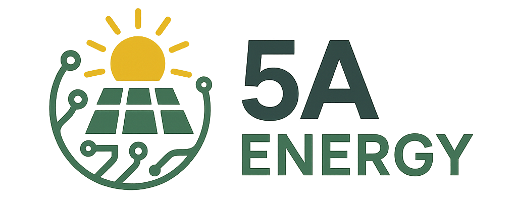 a logo for 5a energy is displayed in a digital v